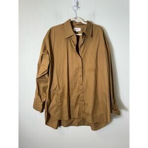Xirena Brown Long Sleeve Cotton Button Down Shirt Sz M